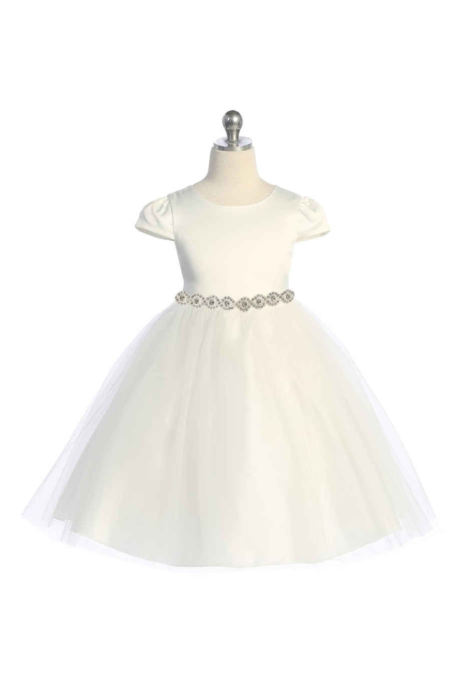 Kid's Dream girls cap sleeve satin dress with tulle