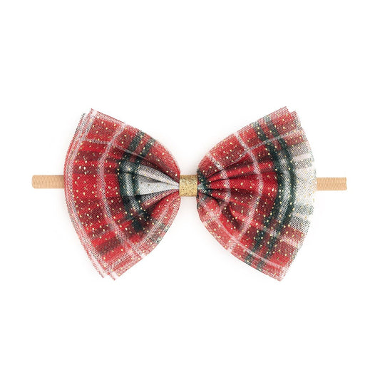 Sweet Wink Christmas plaid bow baby headband