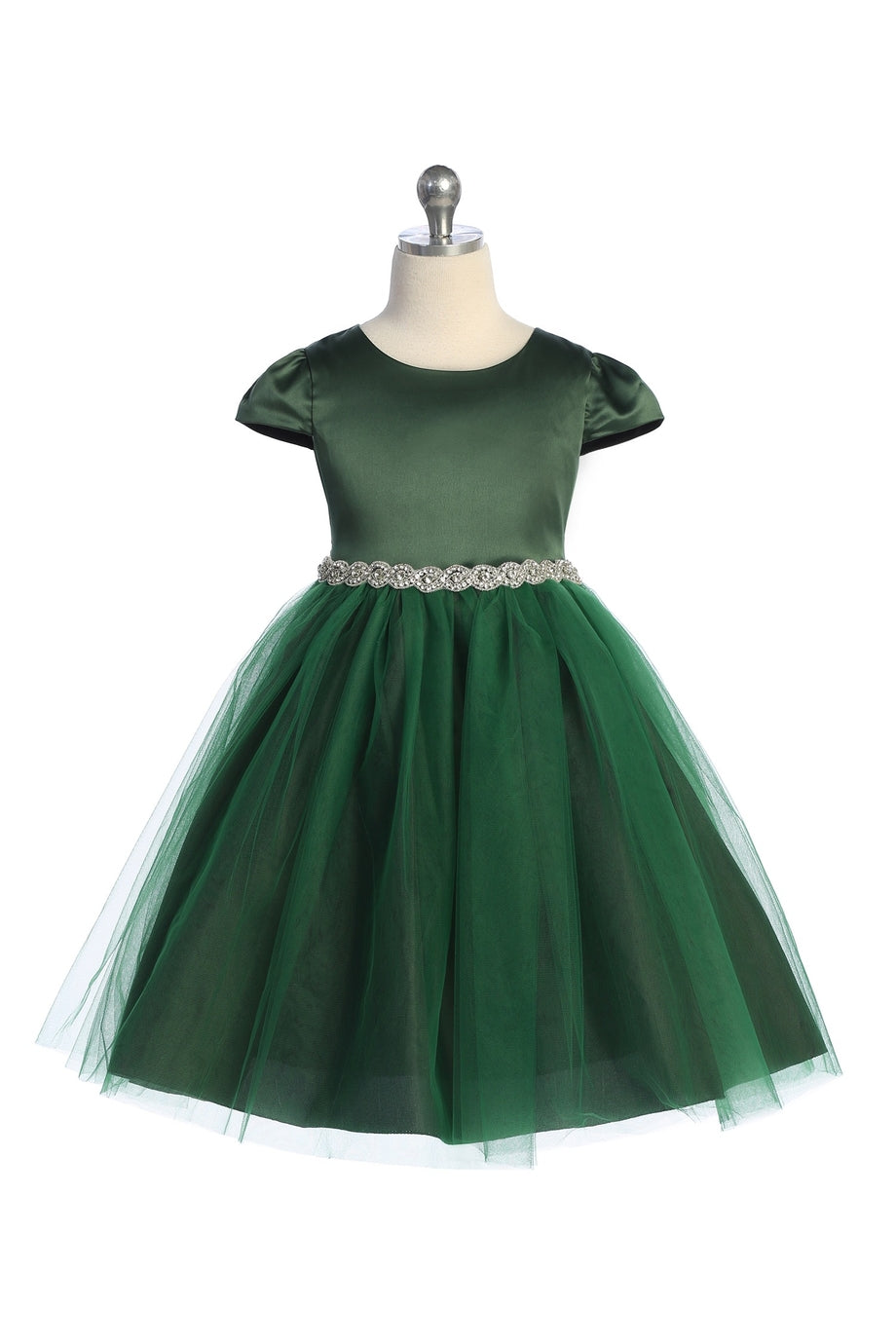 Kid's Dream girls cap sleeve satin dress with tulle