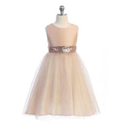 Kid's Dream girls gold sequin v-back dress