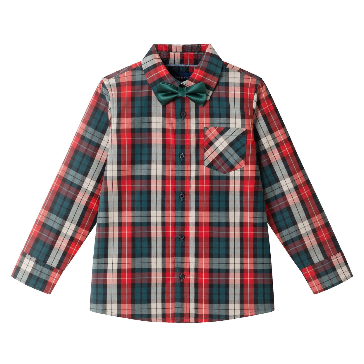 Andy & Evan boys plaid shirt with bow tie