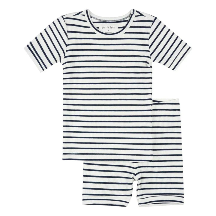 Petit Lem kids stripe ribbed short pajamas