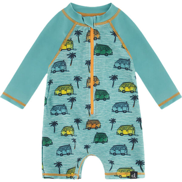 Deux Par Deux infant caravan print one piece rashguard