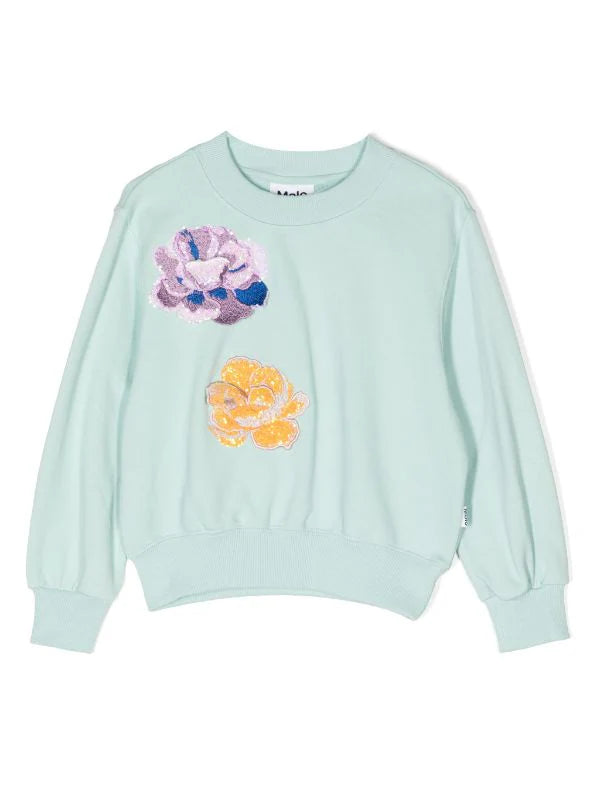 Molo girls marge sequin flower sweatshirt