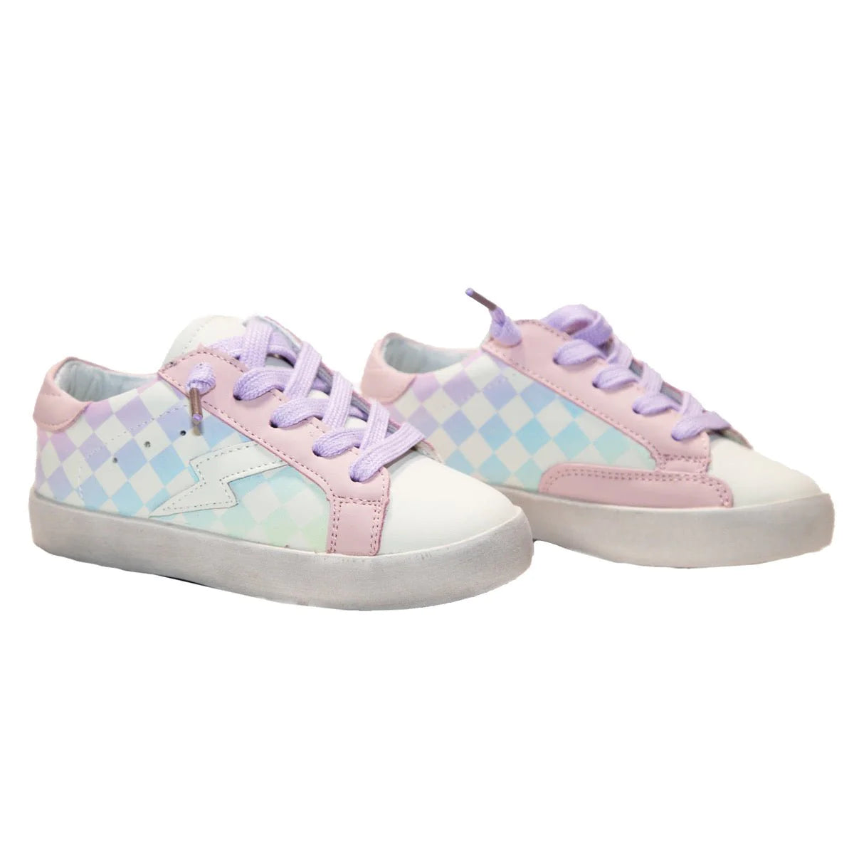 Mini Dreamers girls stacy pastel checkered lightning bold sneakers