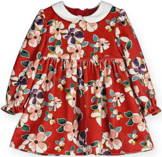 Mayoral infant girl collared floral velvet dress