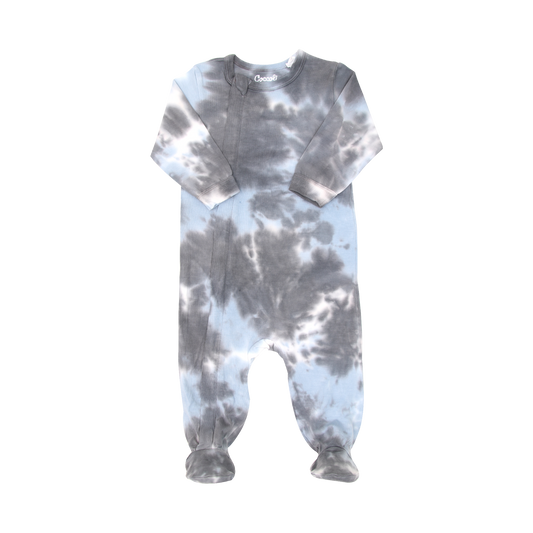 Coccoli infant tie dye print zip footie