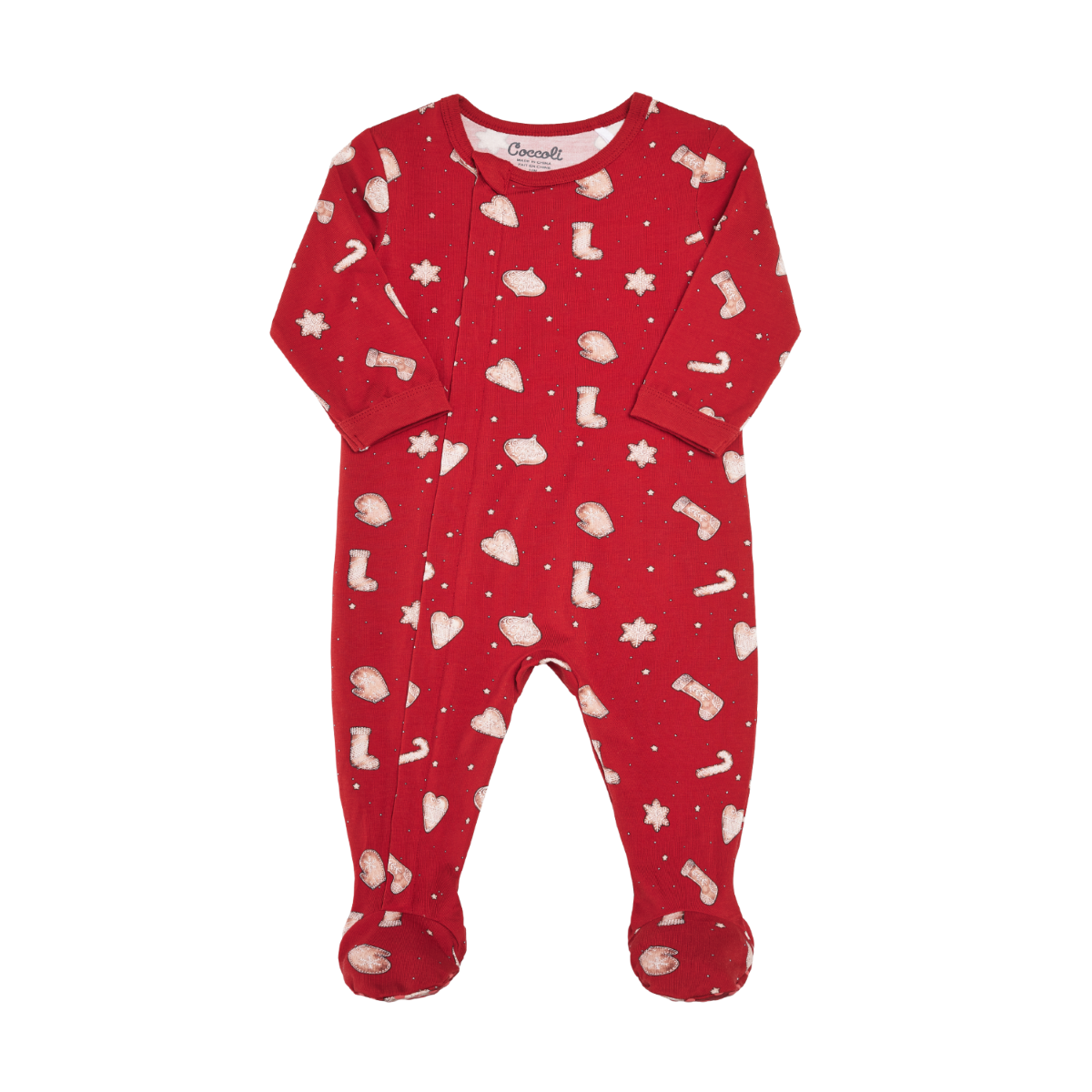 Coccoli infant holiday cookies print zip footie