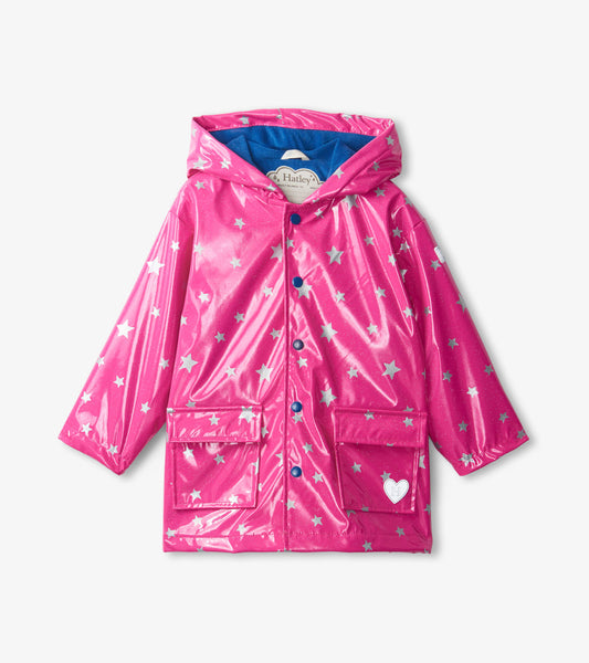 Hatley infant & girls glitter stars rain coat
