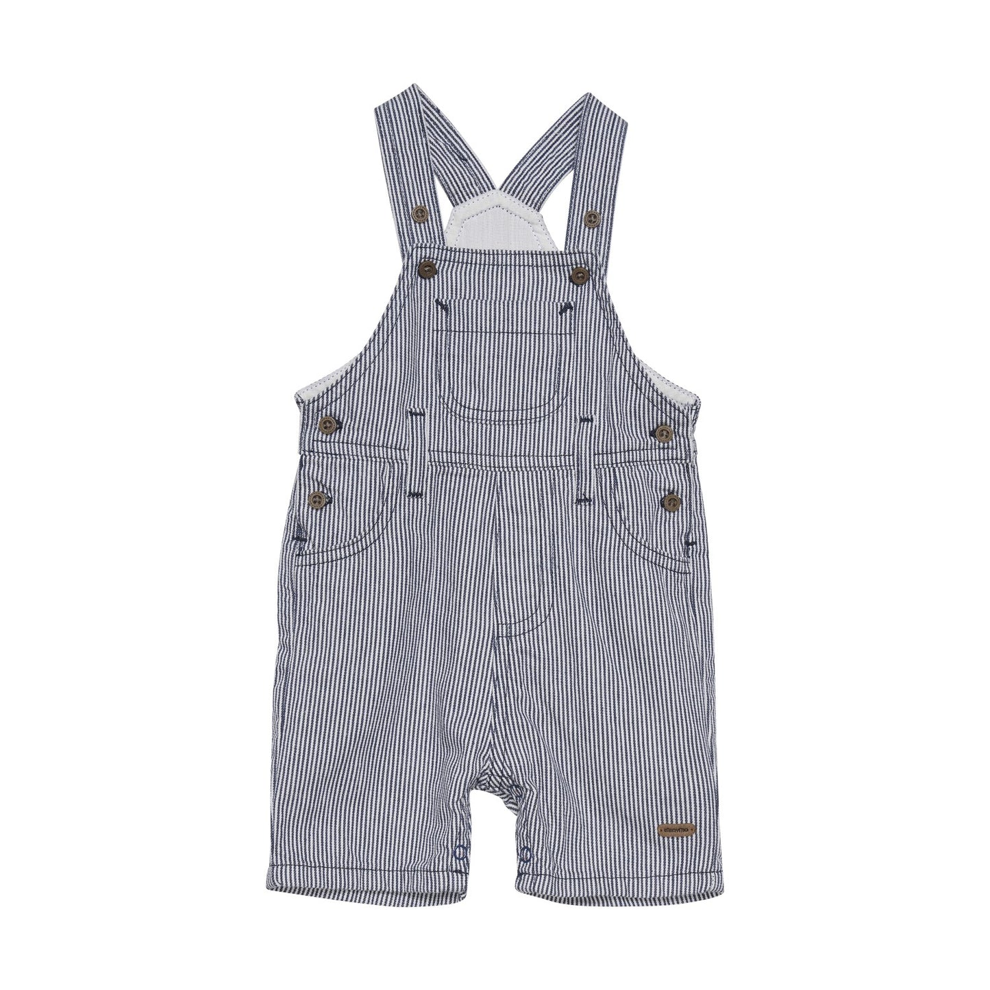Minymo infant boy railroad stripe short overalls