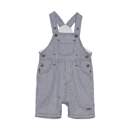 Minymo infant boy railroad stripe short overalls