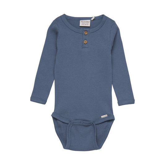 Minymo infant long sleeve ribbed button onesie