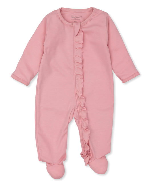 Kissy Kissy infant girl solid ruffle zip footie