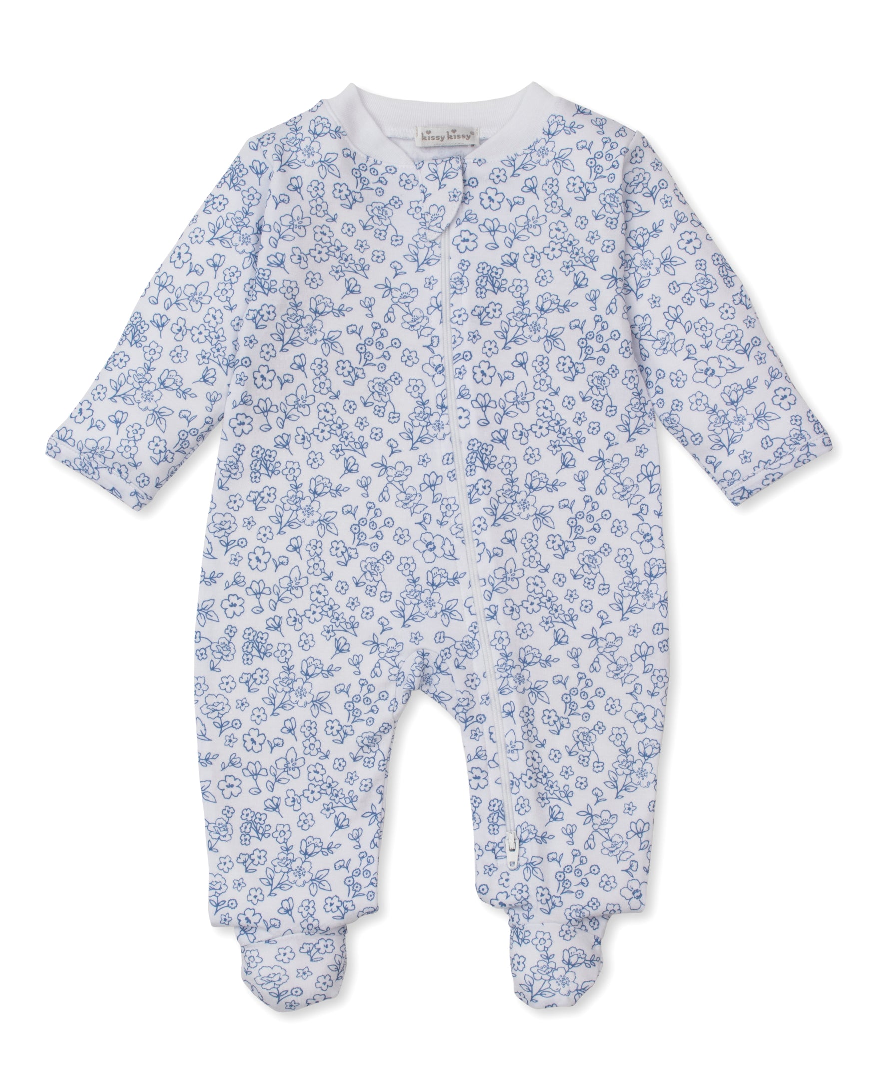 Kissy Kissy infant girl navy flowers footie