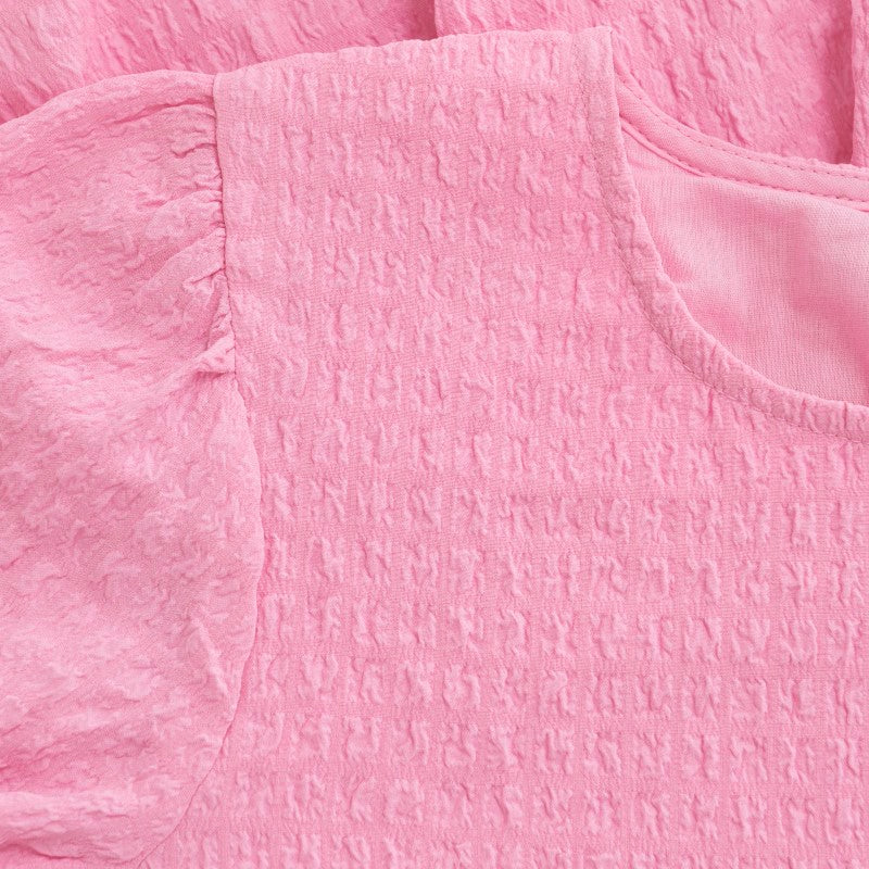 Creamie girls short sleeve textured dress