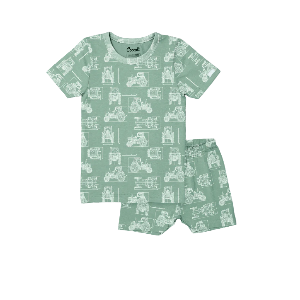 Coccoli kids tractor print short pajamas