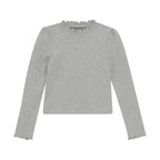 Creamie girls mock neck ribbed long sleeve top