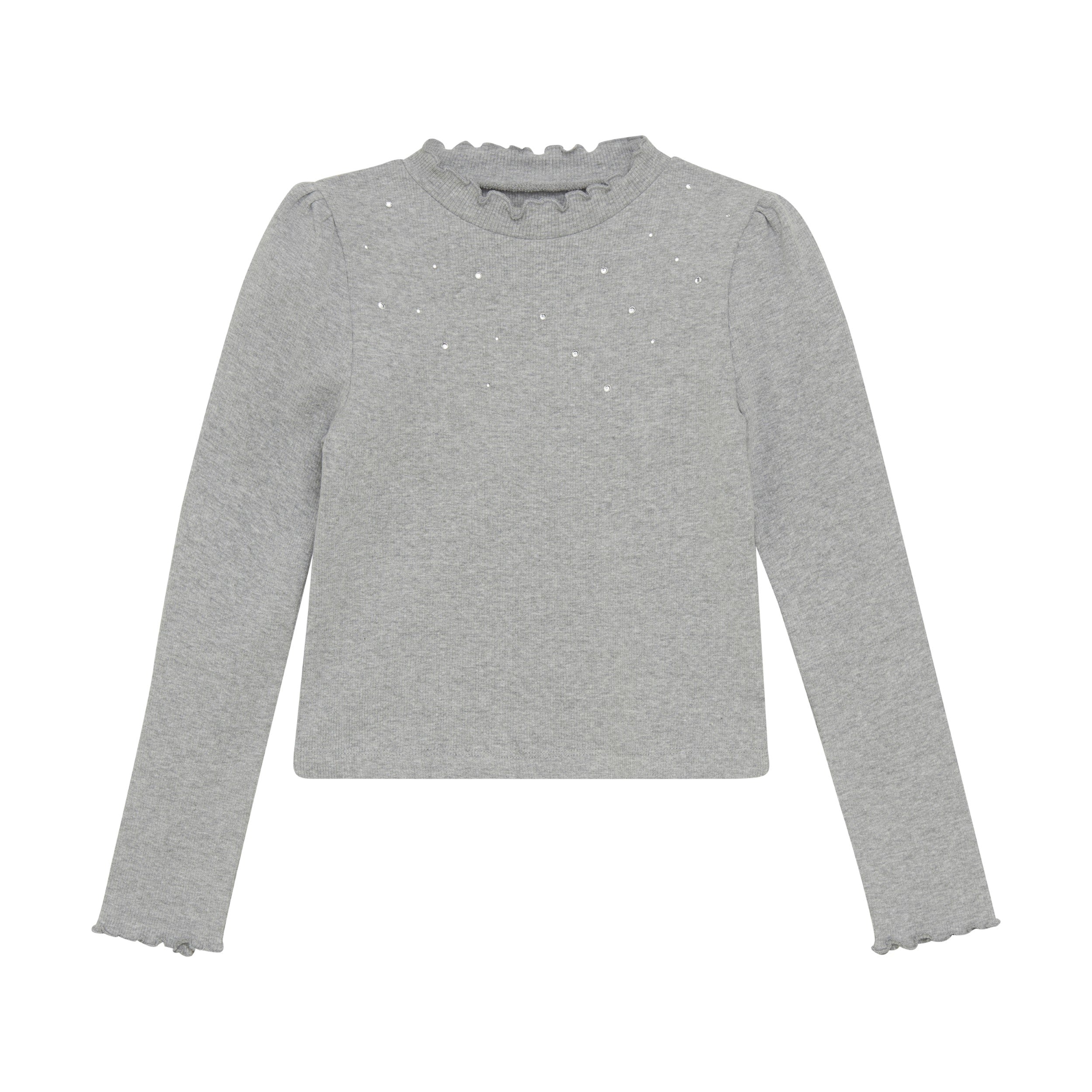 Creamie girls mock neck ribbed long sleeve top