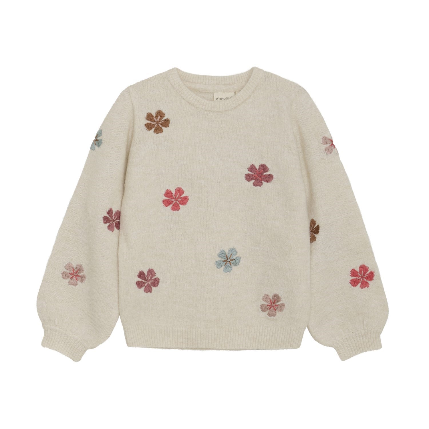 Minymo girls flower embroidered sweater