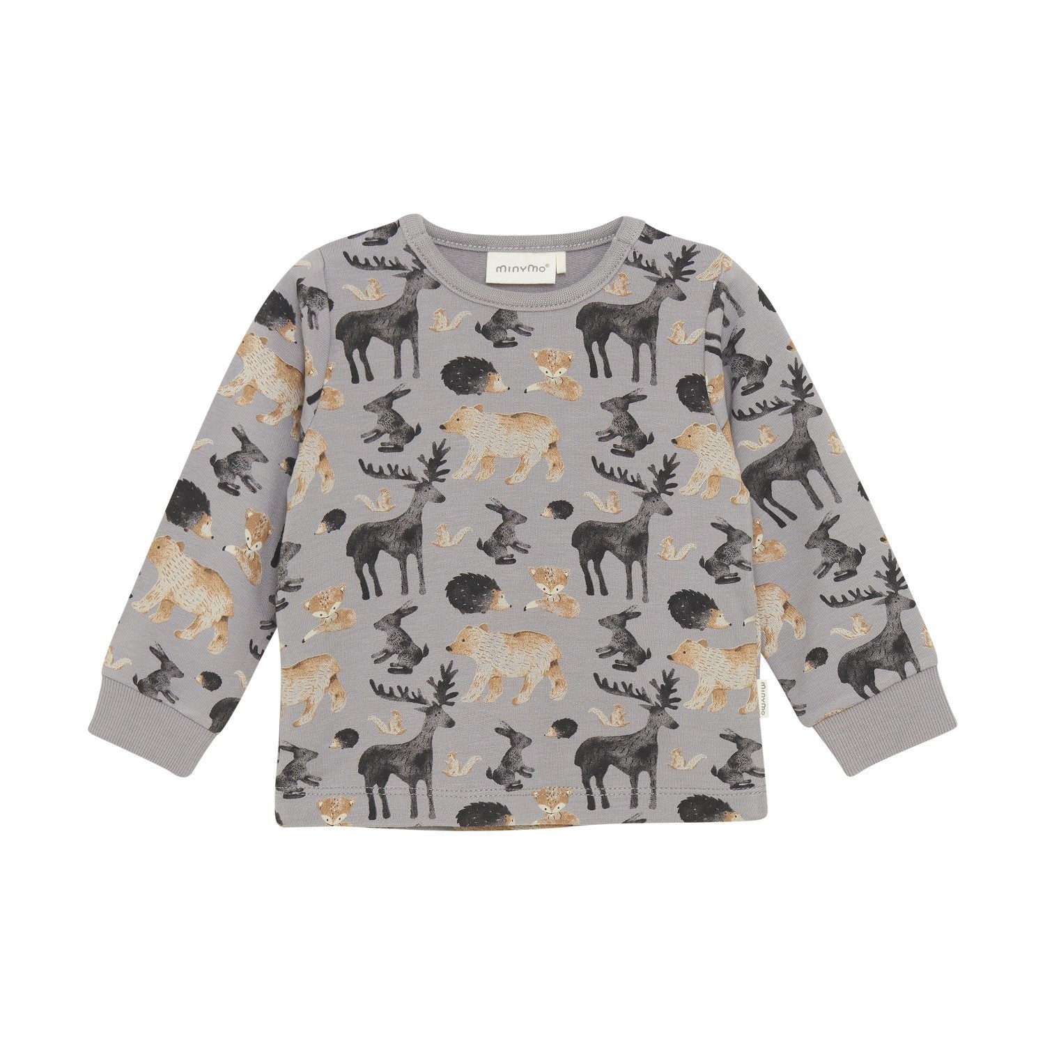 Minymo infant forest animal print long sleeve shirt