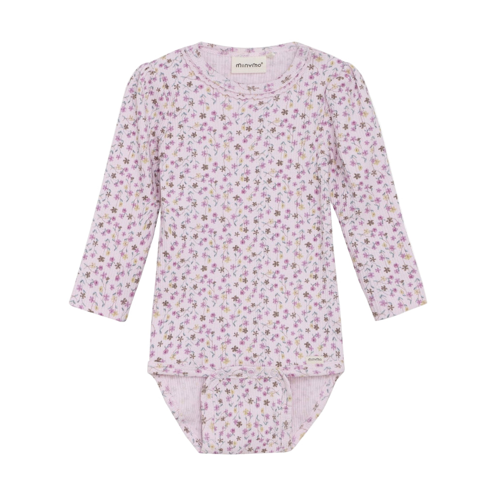 Minymo infant girl floral print long sleeve onesie