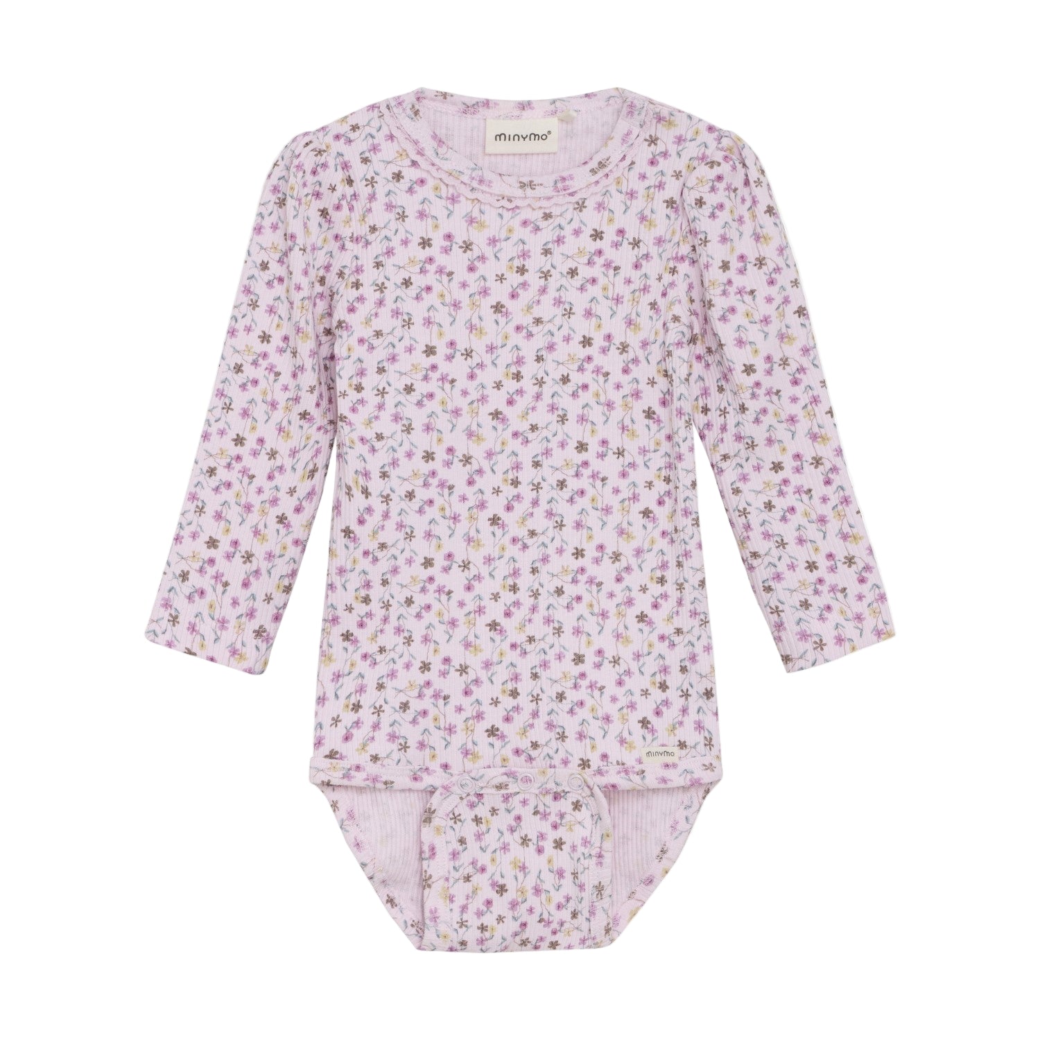 Minymo infant girl floral print long sleeve onesie