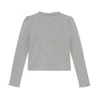 Creamie girls mock neck ribbed long sleeve top