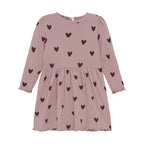 Creamie infant & girls heart print ribbed dress