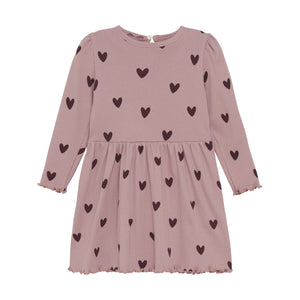 Creamie infant & girls heart print ribbed dress