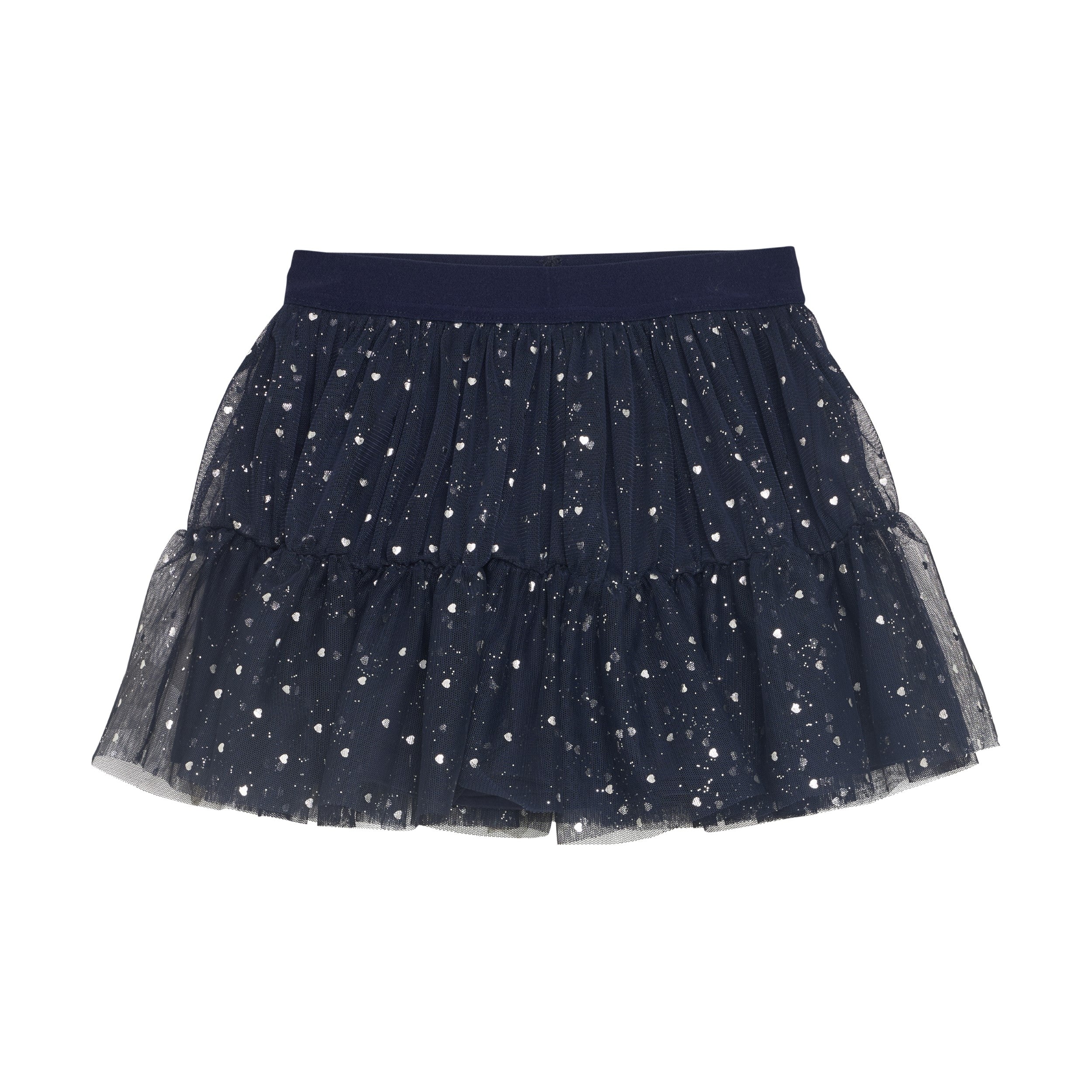 Creamie girls foil hearts mesh skirt