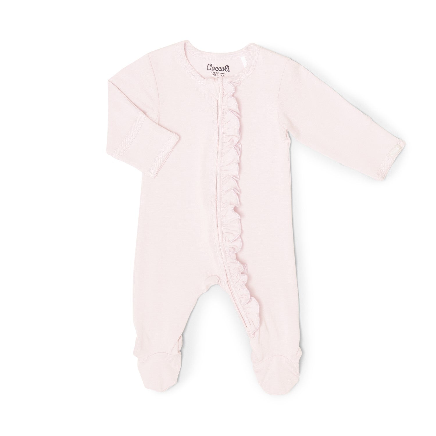 Coccoli infant girl ruffle zip footie