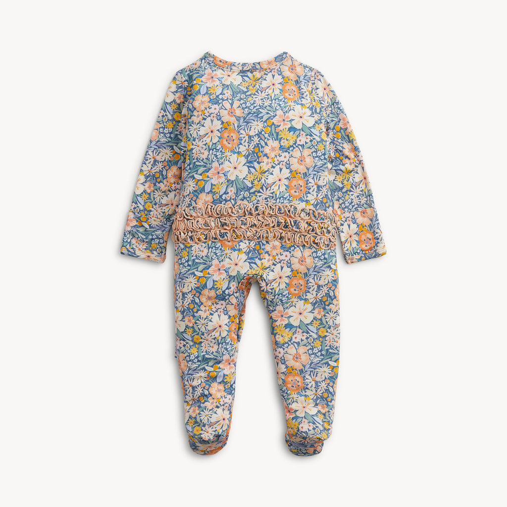 Magnetic Me infant girl flora modal ruffle footie