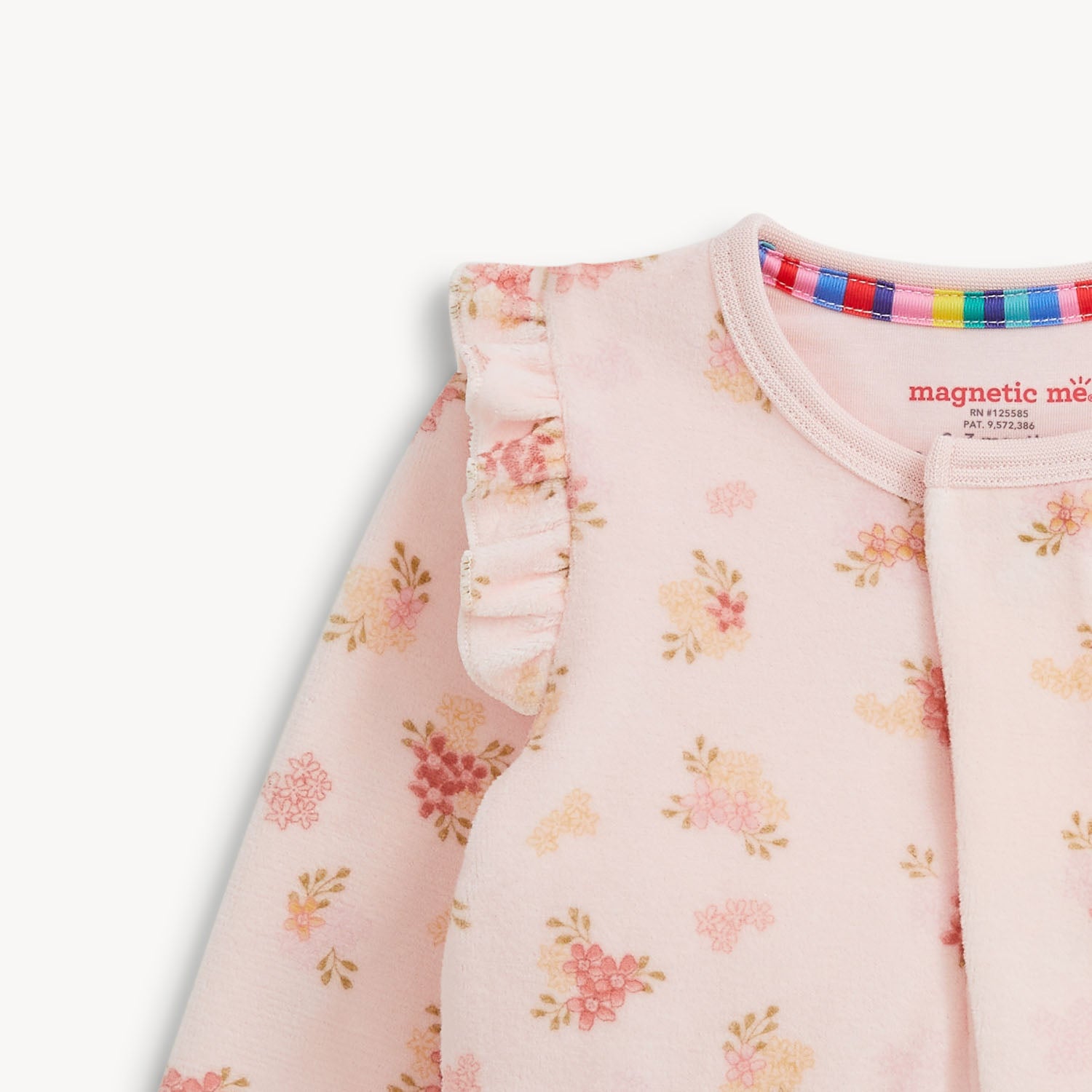 Magnetic Me infant girl floral velour footie