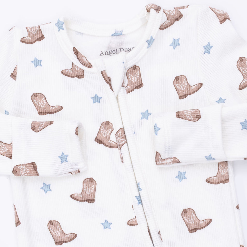 Angel Dear infant mini cowboy boots zipper footie