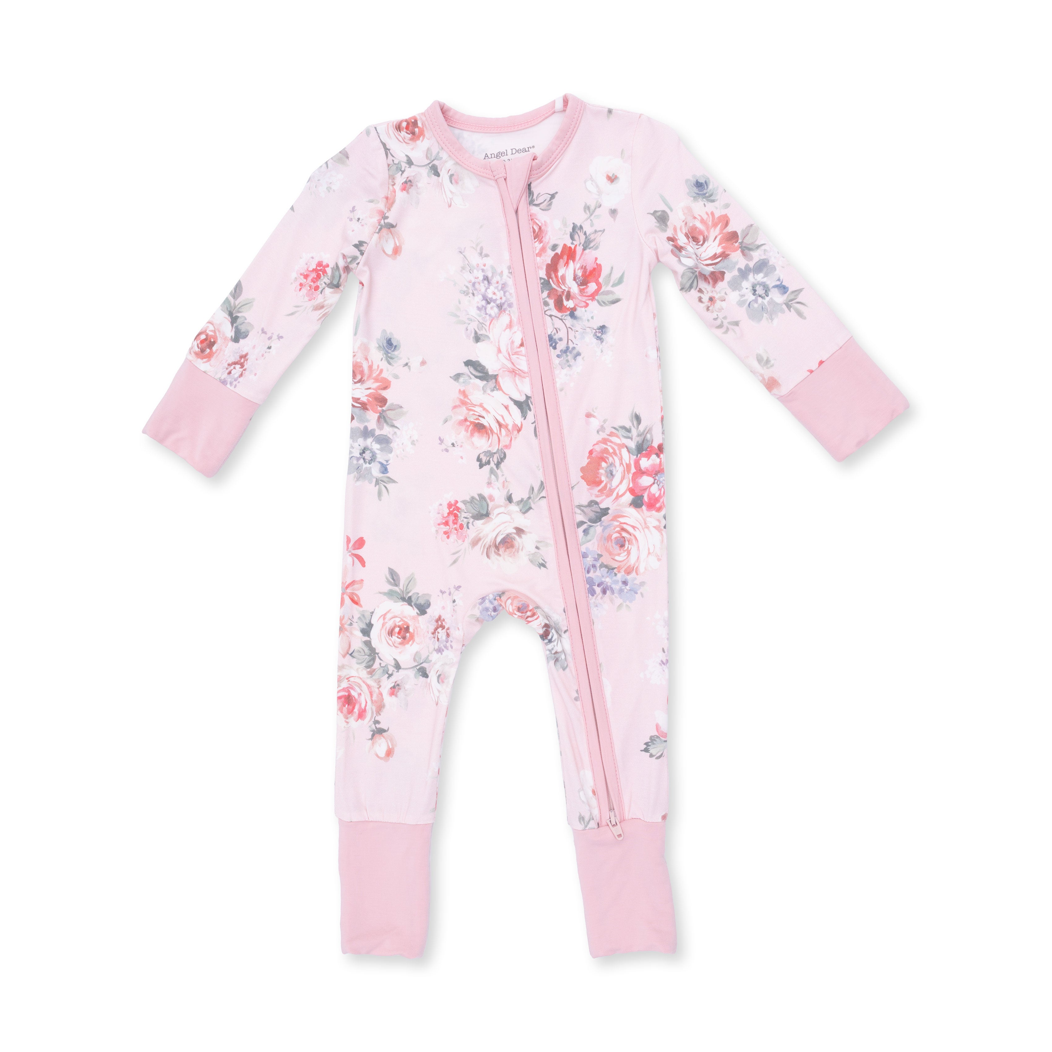 Angel Dear infant girl painterly rose bouquets convertible romper