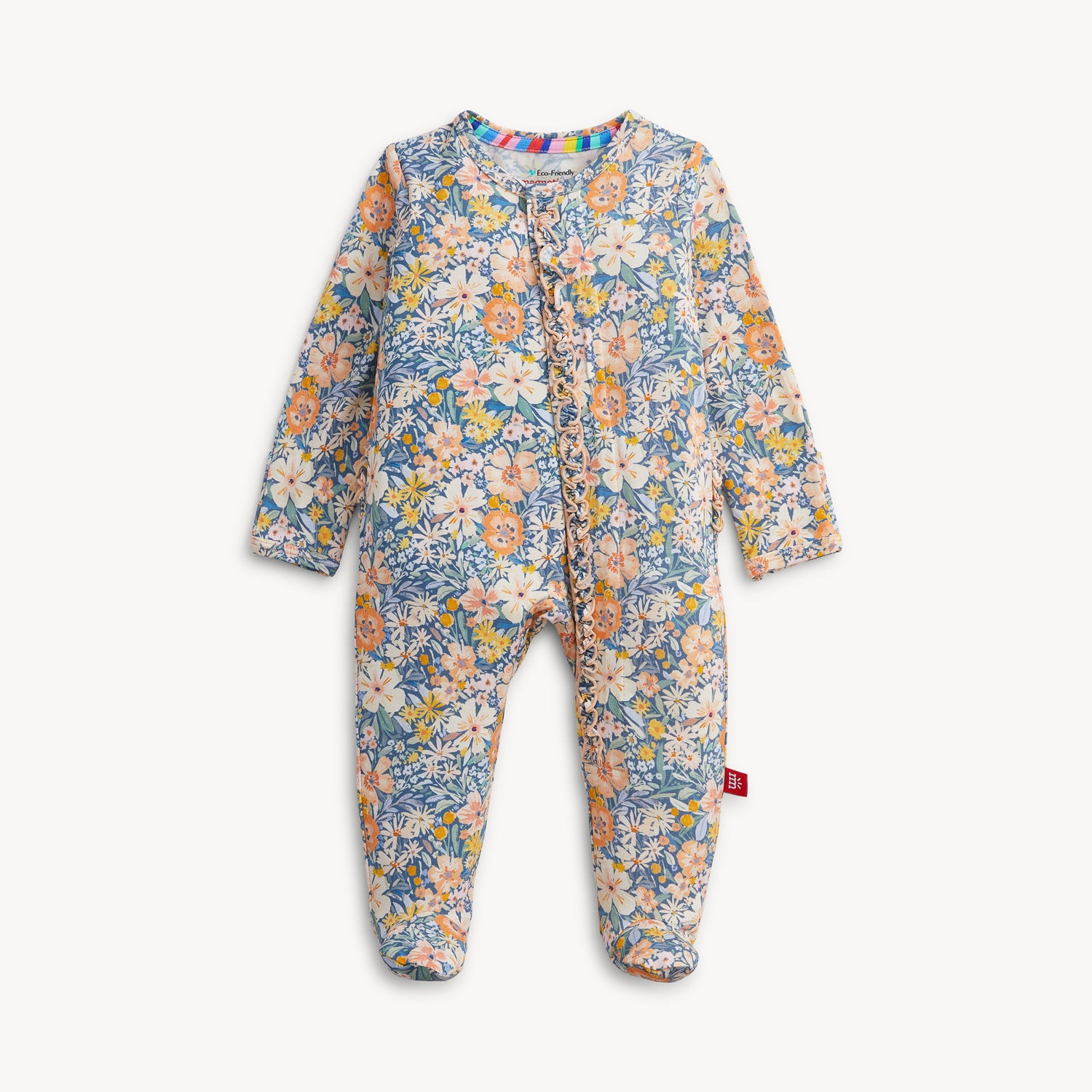 Magnetic Me infant girl flora modal ruffle footie