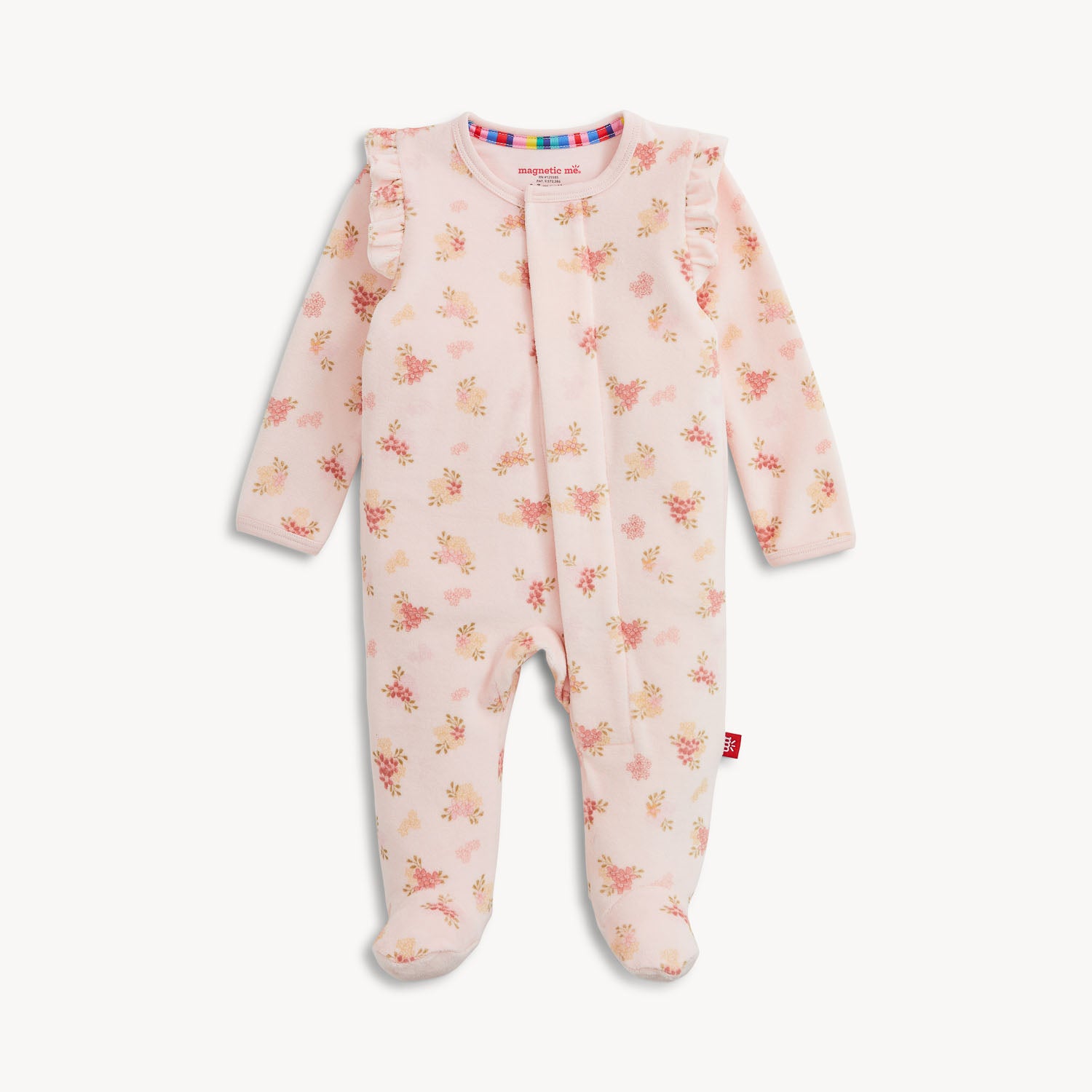 Magnetic Me infant girl floral velour footie