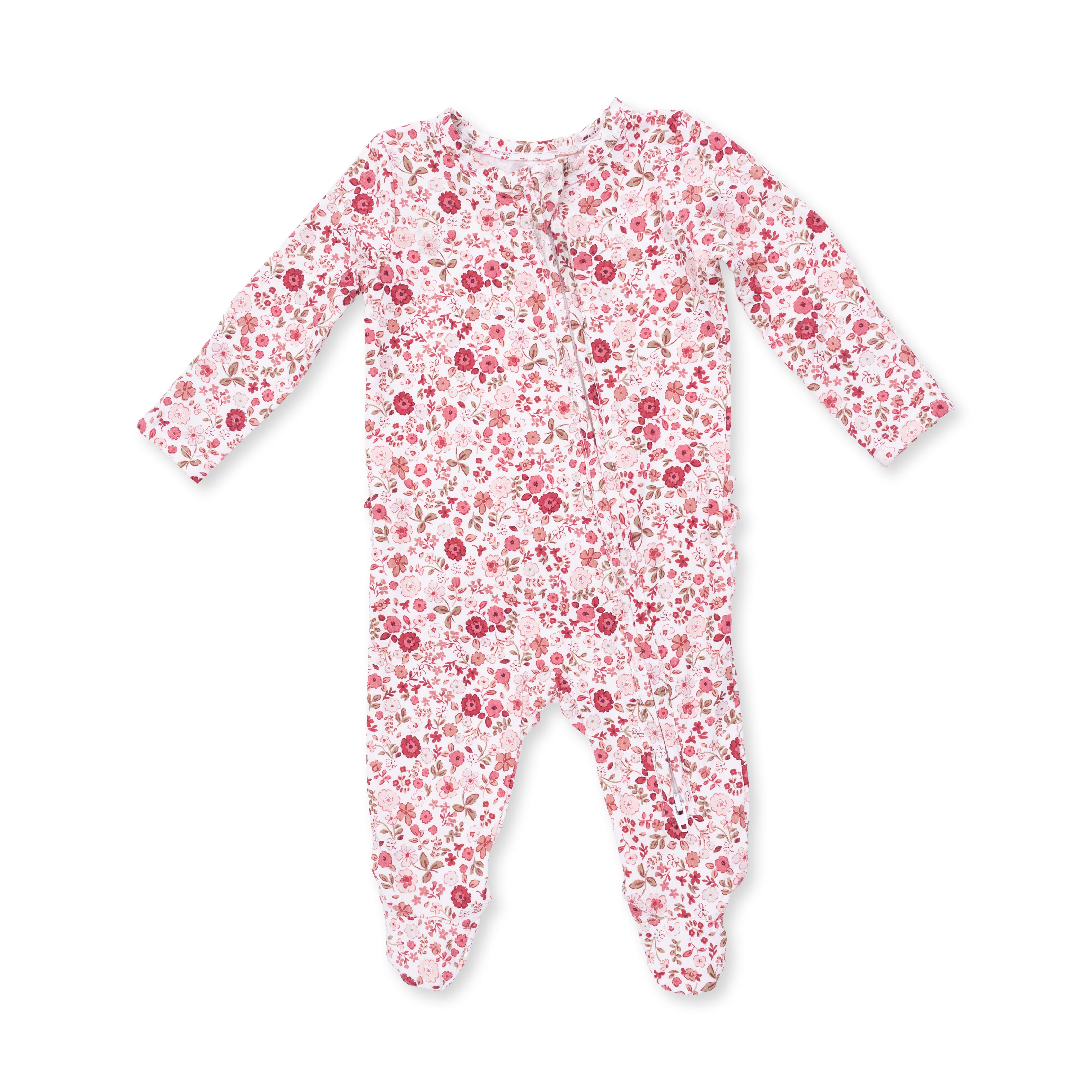 Angel Dear infant girl serene floral zipper footie