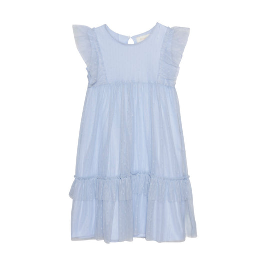 Creamie girls mesh tiered dress