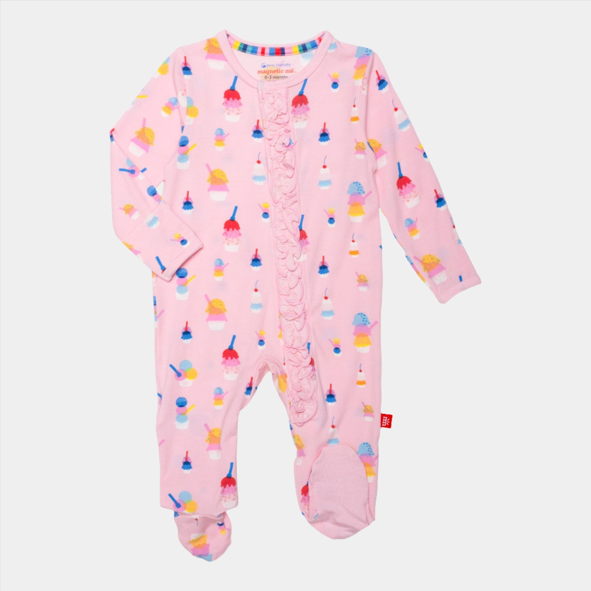 Magnetic Me infant girl sundae funday ruffle footie