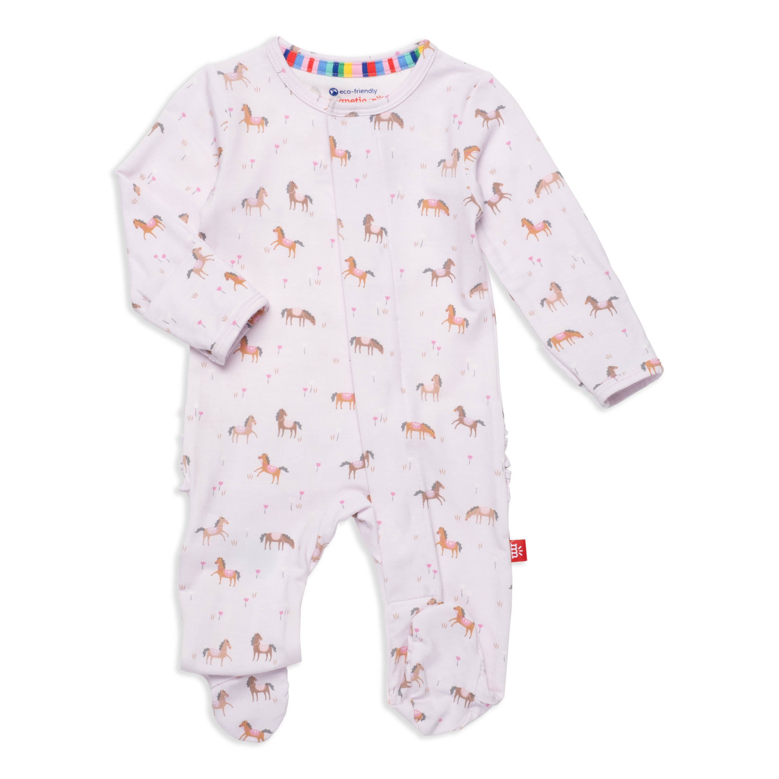 Magnetic Me infant girl purple rein footie