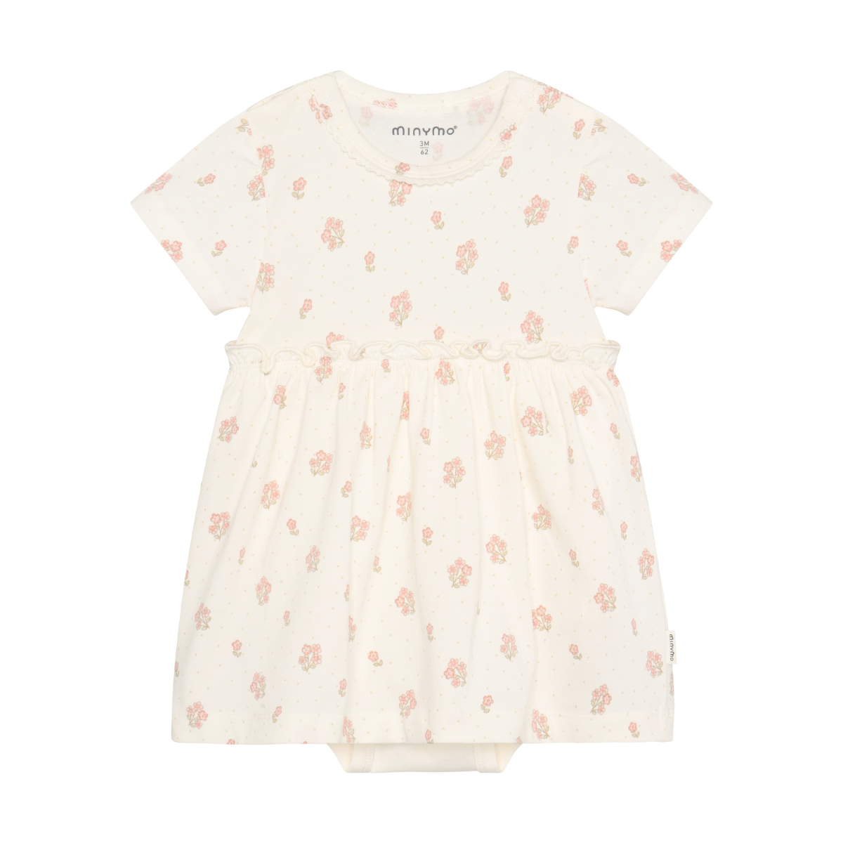 Minymo infant girl flower print onesie dress