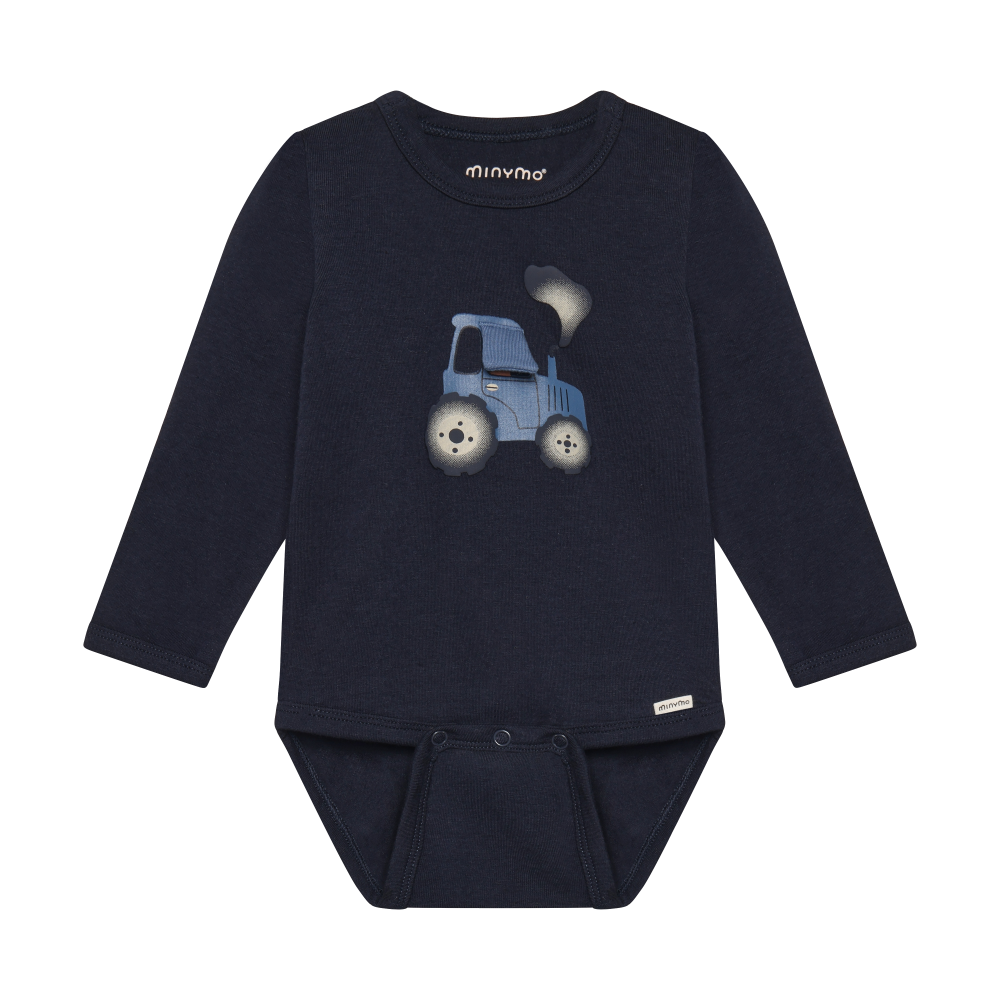 Minymo infant boy tractor graphic long sleeve onesie