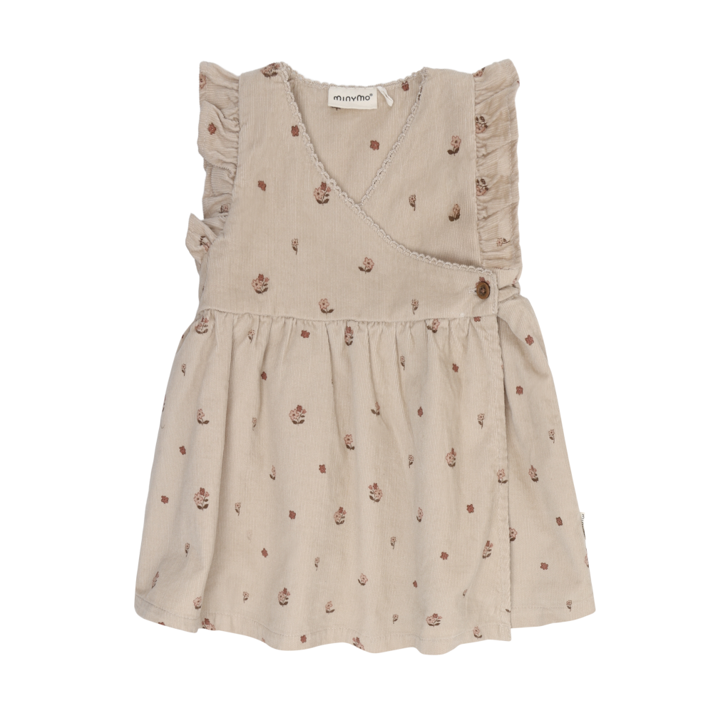 Minymo infant girl embroidered flower corduroy dress
