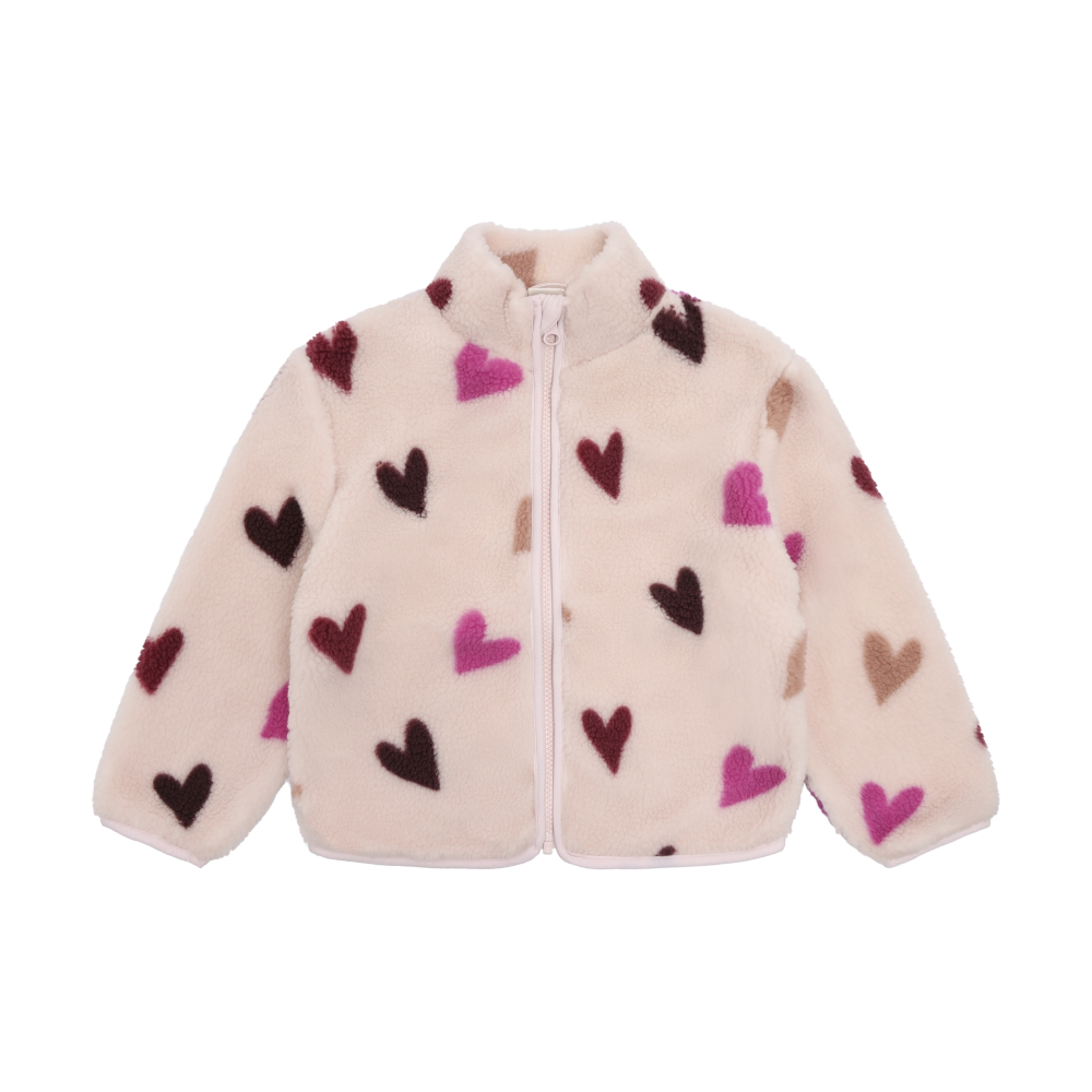 Minymo girls heart print fleece jacket