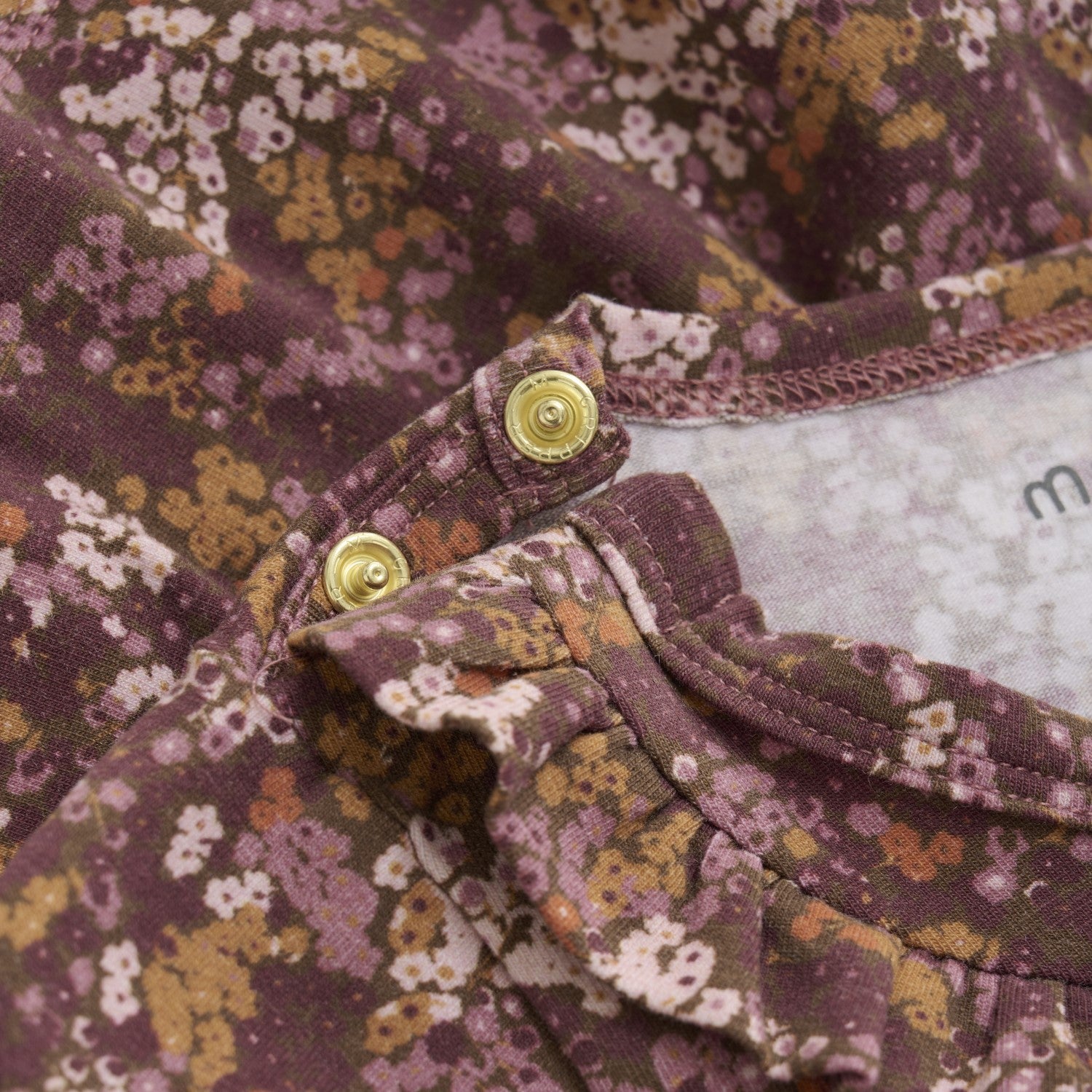 Minymo infant girl collared floral dress with attached onesie