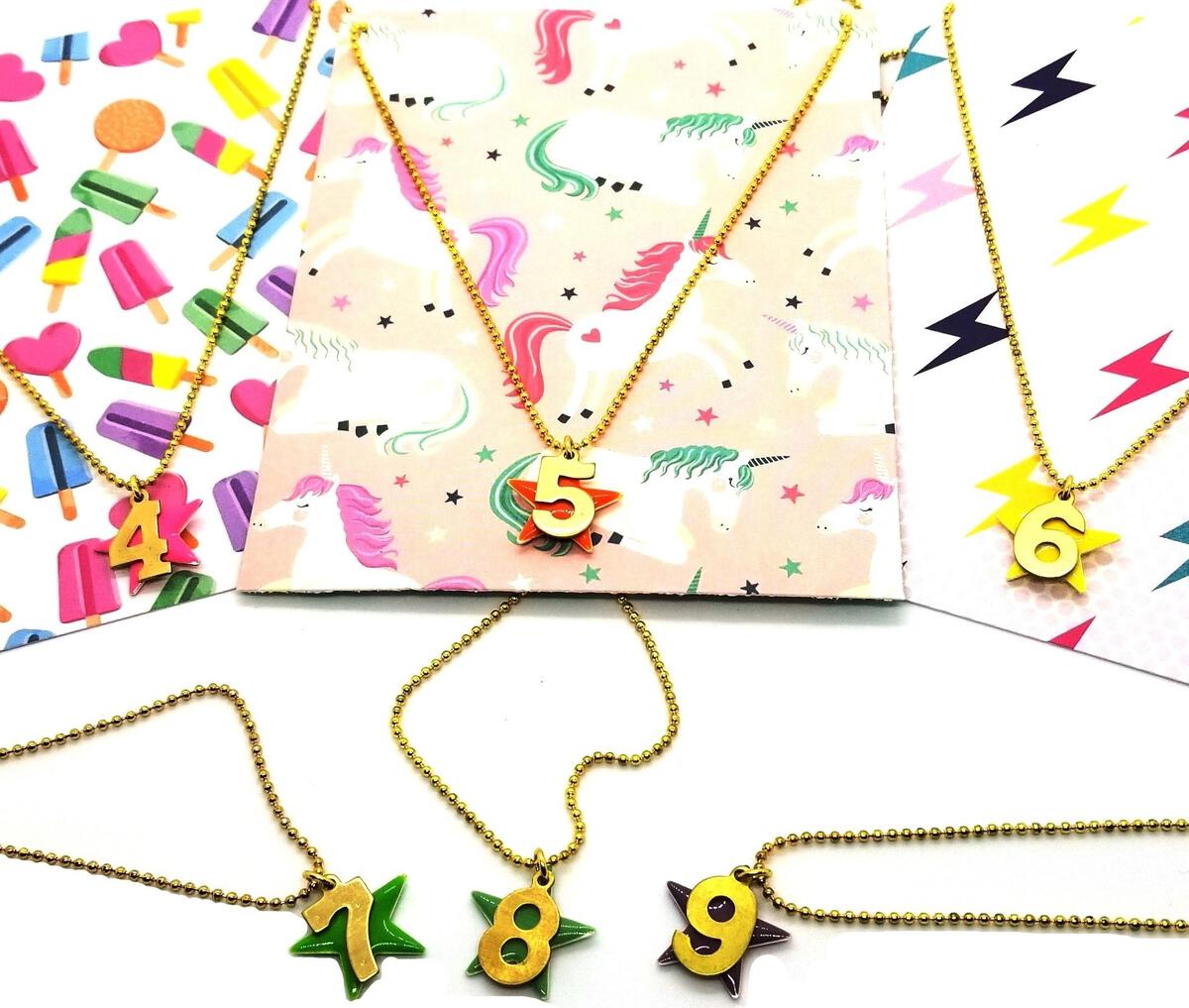 Bottleblond birthday number necklace