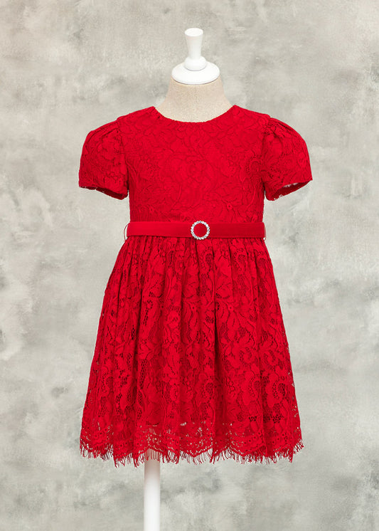 Abel & Lula girls belted lace dress