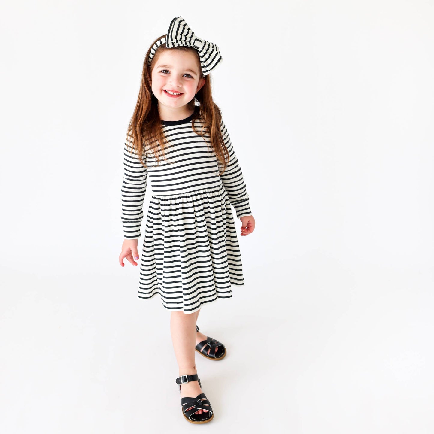 Tiny Trendsetter girls black & white stripe dress