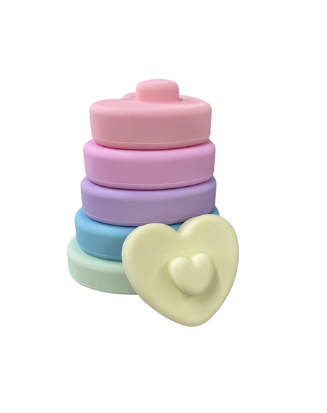 Three Hearts silicone heart stacker